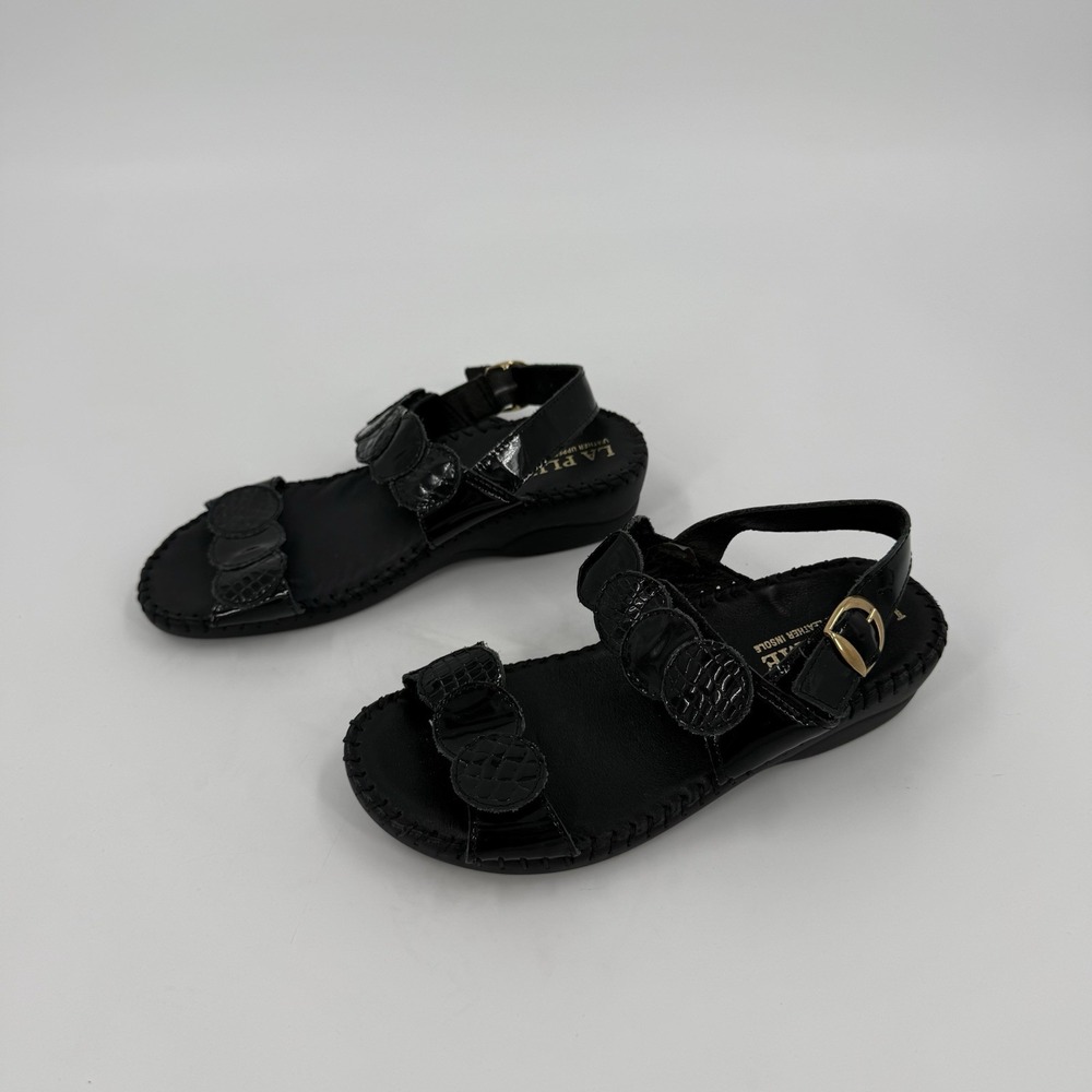 La Plume Women's Size 5 Black Leather Sandals Ankle Strap Comfort NEW ITALY
